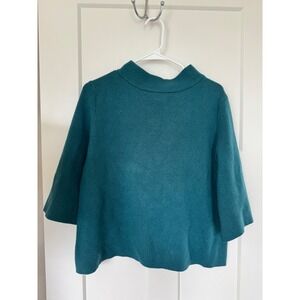 BALTIC BORN Teal Mock Neck 3/4 Sleeve Cropped Sweater Women's Size S
